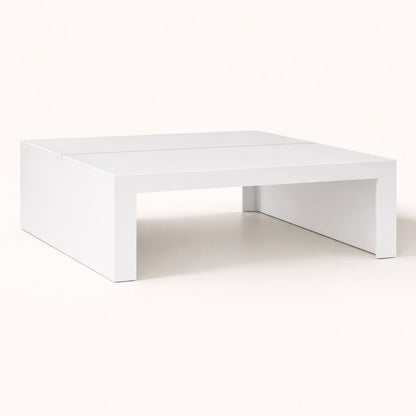 Table basse blanche design minimaliste, table basse de salon moderne aux lignes épurées, finition mate élégante