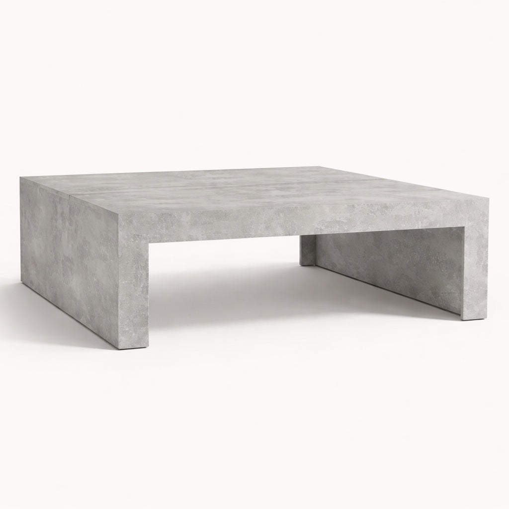 Table basse grise effet minéral, table basse de salon moderne au style brut et architectural