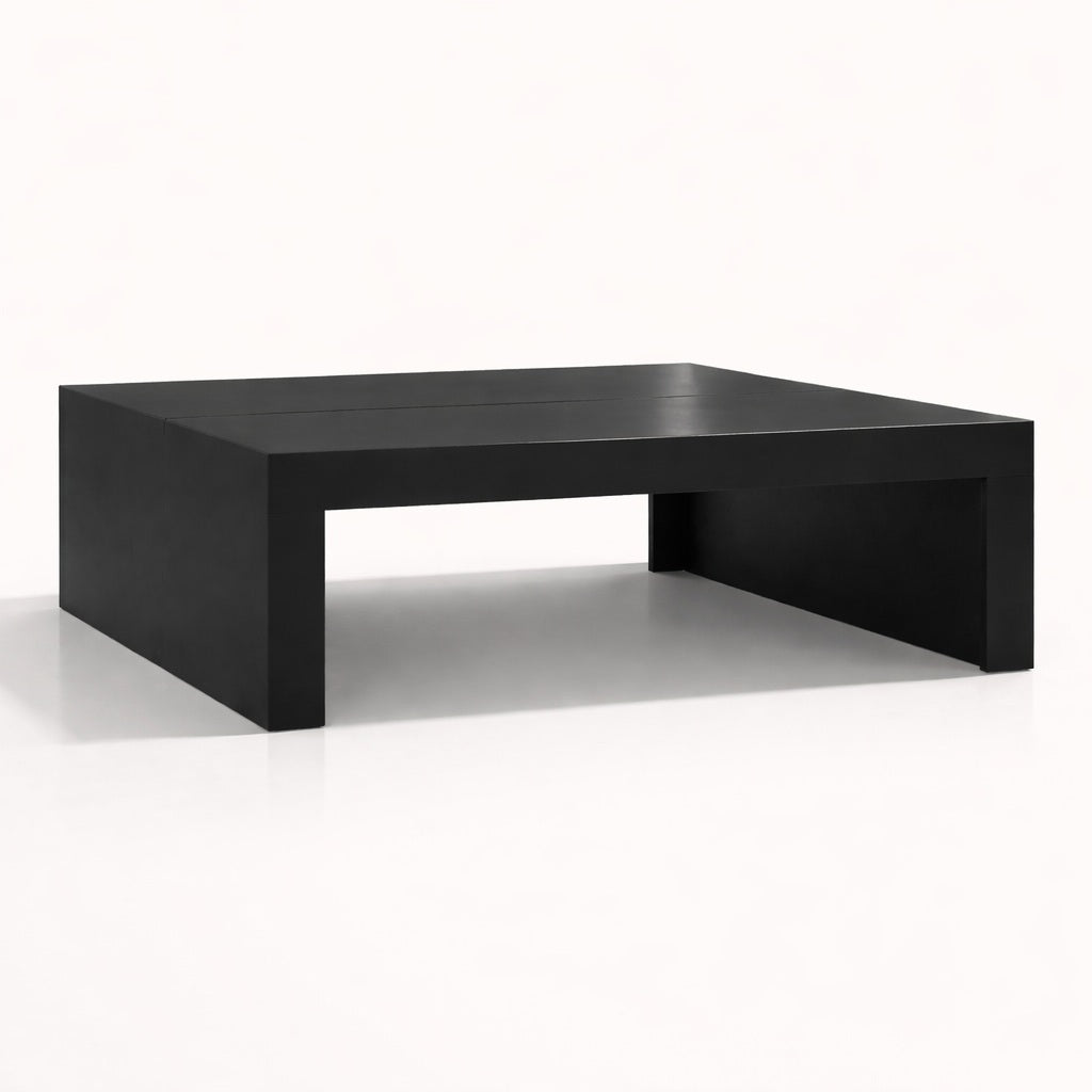 Table basse noire design minimaliste, table basse de salon moderne aux lignes épurées et finition mate élégante