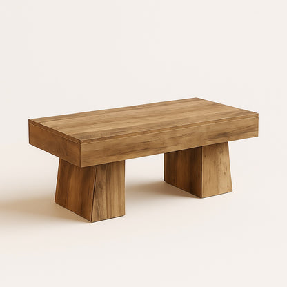 Table basse en bois massif, table basse de salon design rectangulaire au style naturel.