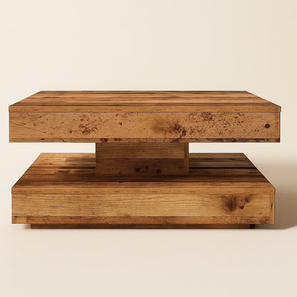 Table basse en bois clair vue d’angle, parfaite comme table basse de salon moderne et minimaliste.