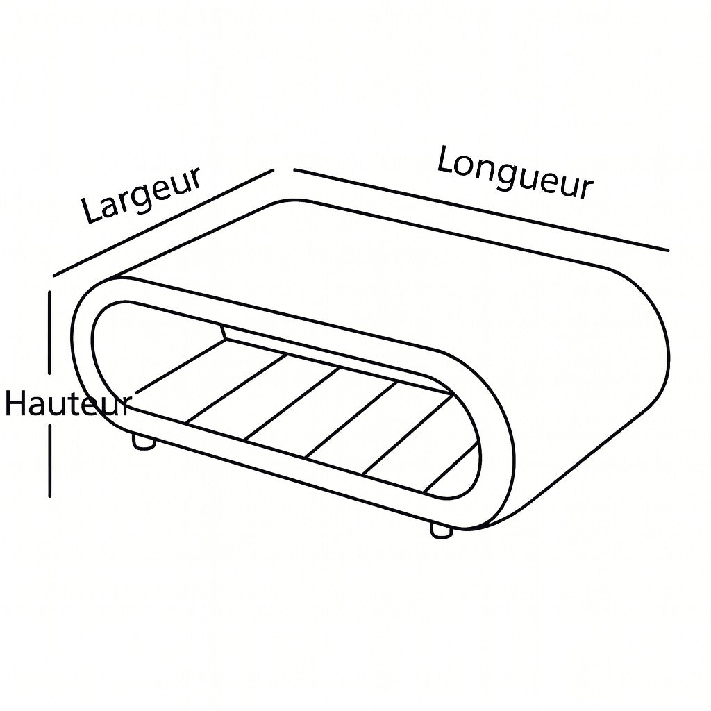 schéma détaillées de la table basse design Rafia