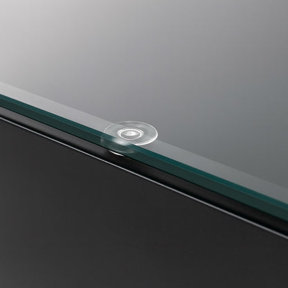 Zoom sur la texture brillante de la table basse relevable noire Altura, design contemporain.