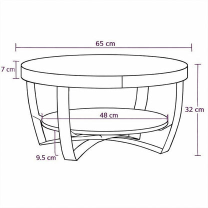 schèma de table basse ronde en bois et metal