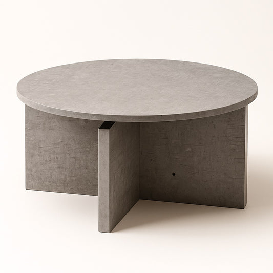 Table basse moderne Ardoa, table basse rondes design effet béton gris pour salon contemporain.