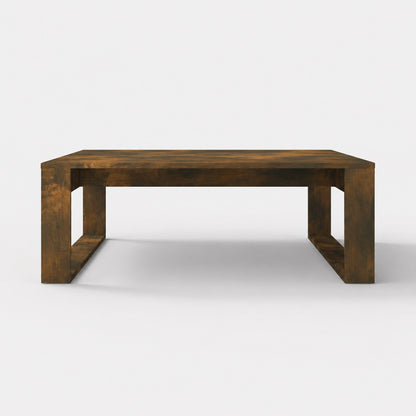 Table basse en bois design Kaelo vue de face en finition chêne fumé au style contemporain