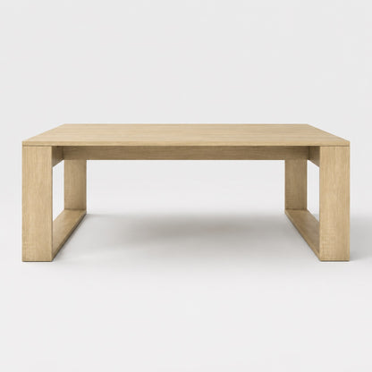 Table basse en bois design Kaelo vue de face, finition chêne sonoma et lignes épurées