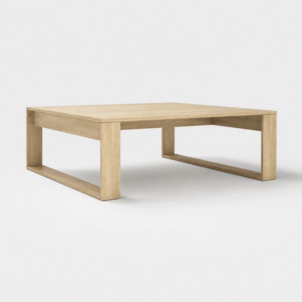 Table basse en bois design Kaelo finition chêne sonoma, style minimaliste pour salon contemporain