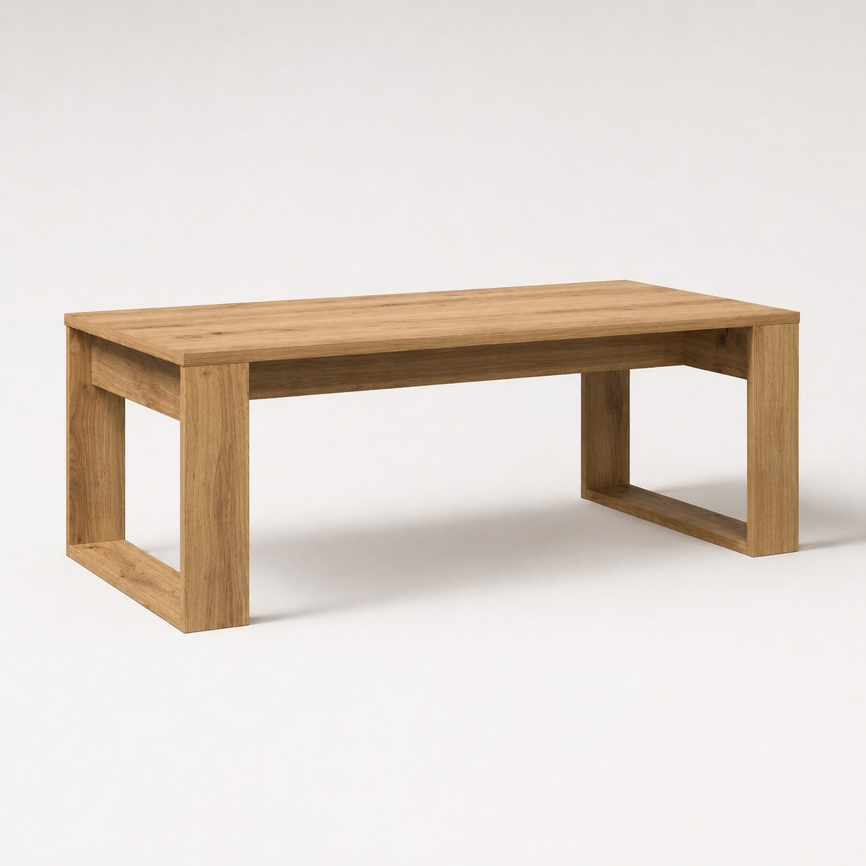 Table basse en bois style chêne artisanal, table basse de salon moderne au design minimaliste