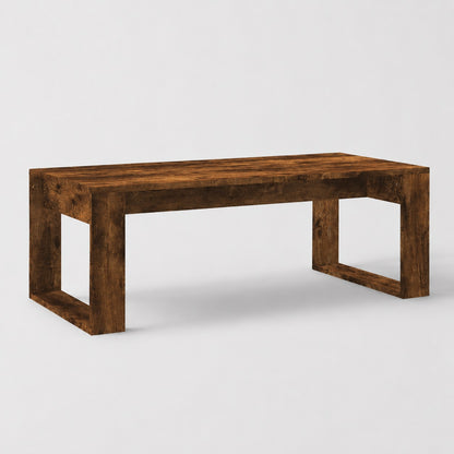 Table basse en bois finition chêne fumé, table basse de salon moderne au style industriel