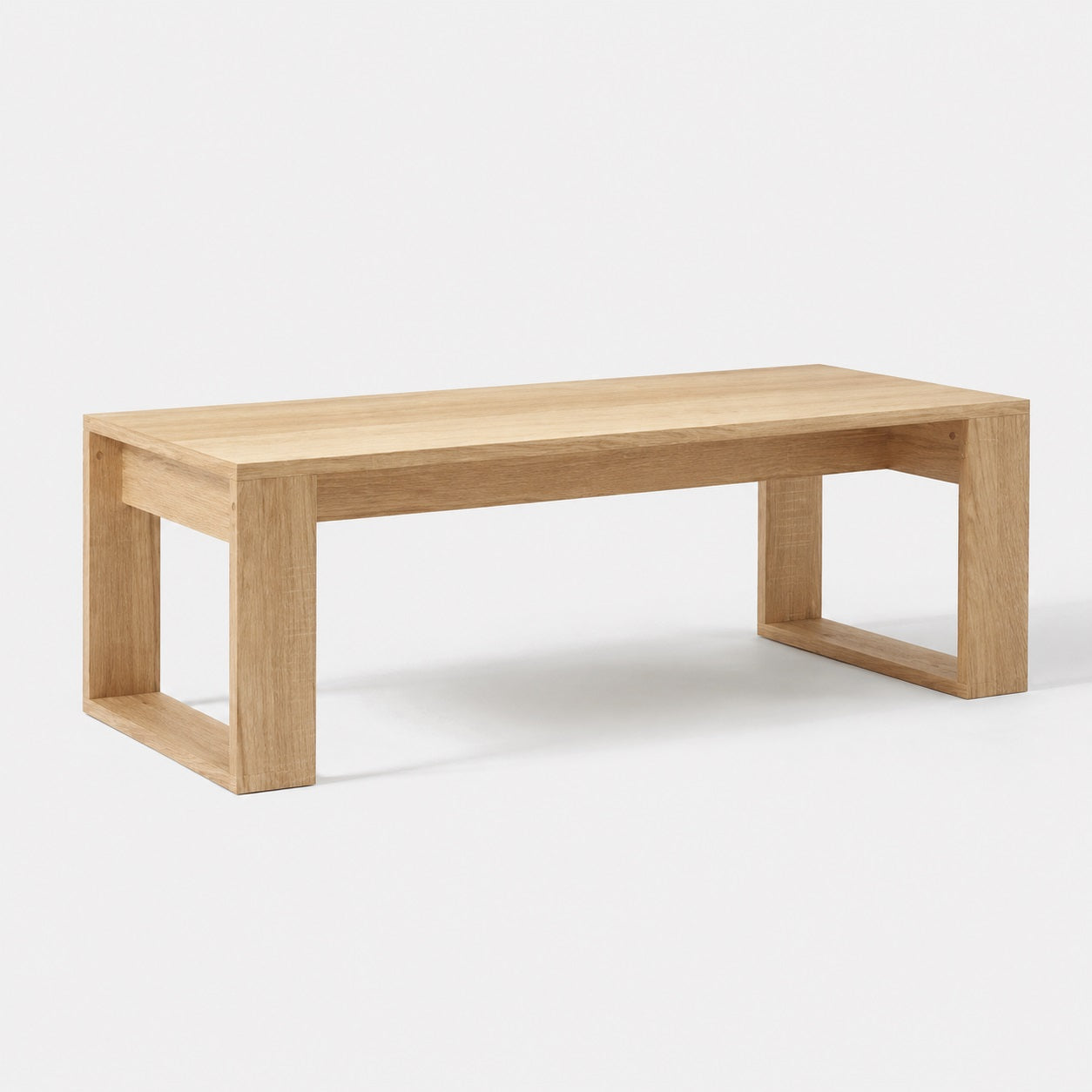 Table basse en bois finition chêne sonoma avec structure rectangulaire moderne pour salon