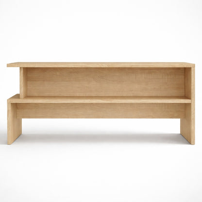 Table basse en bois chêne clair lignes épurées et structure massive, table basse de salon moderne