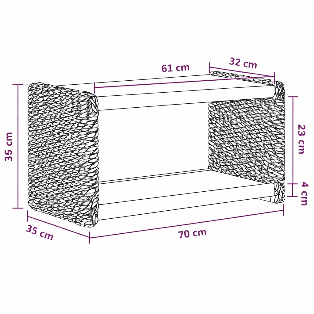 Schéma de table basse en bois 70 cm avec double plateau, format compact et pratique comme table basse de salon.