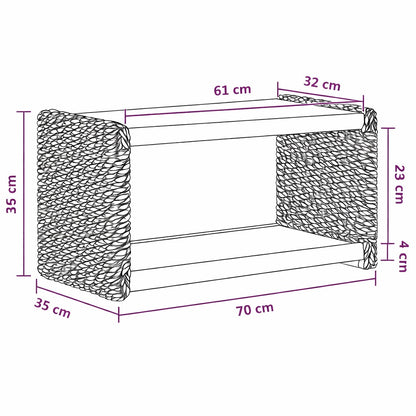 Schéma de table basse en bois 70 cm avec double plateau, format compact et pratique comme table basse de salon.