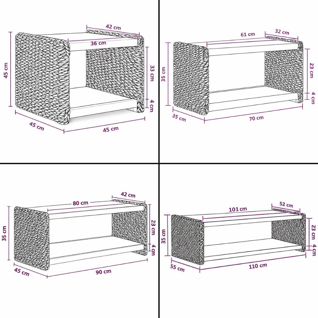 Comparatif des tailles de table basse en bois, plusieurs dimensions disponibles pour table basse de salon.