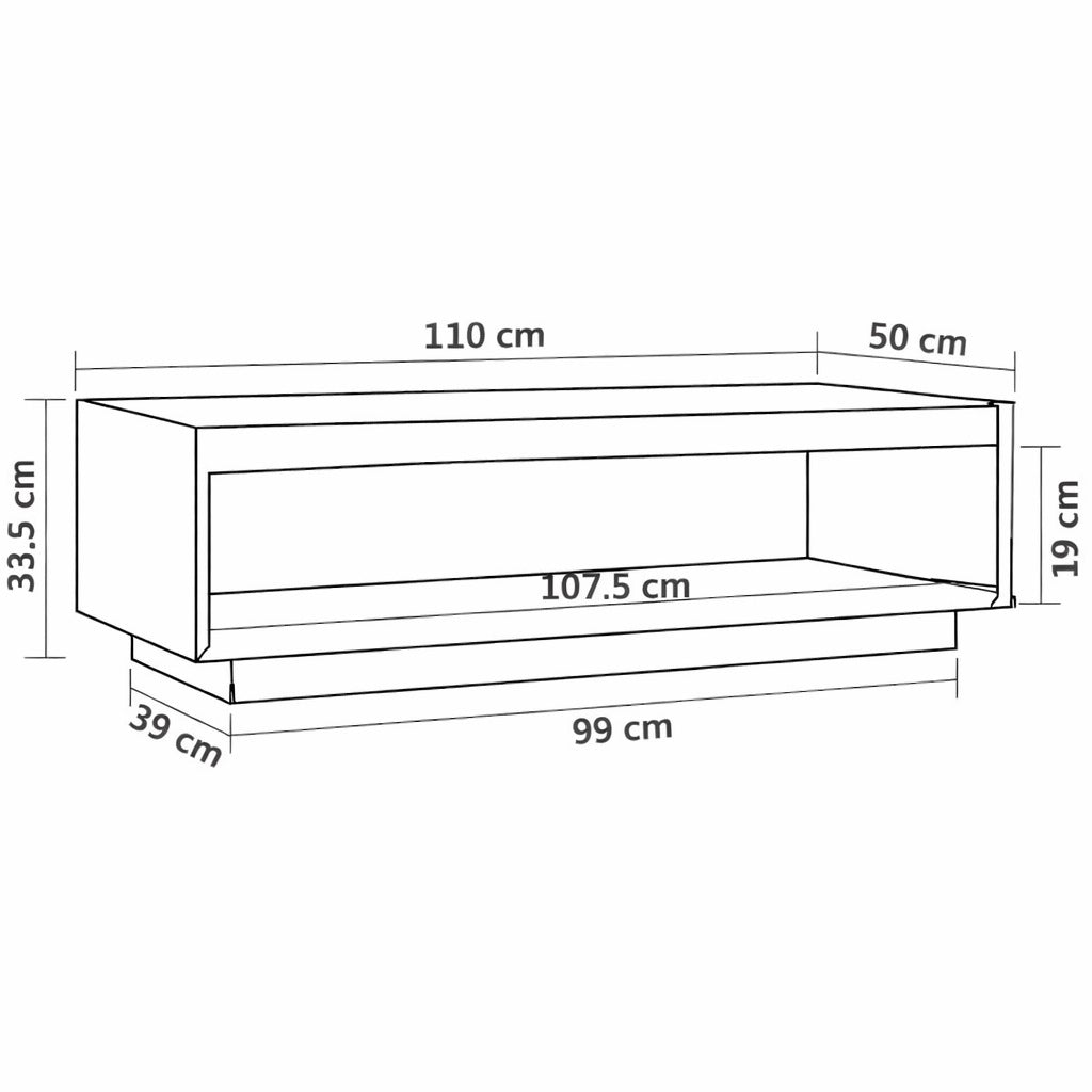 Dimensions de la table basse en bois Varka, table basse de salon fonctionnelle aux proportions harmonieuses.