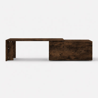table basse en bois Linea finition chêne foncé design moderne avec rangement intégré