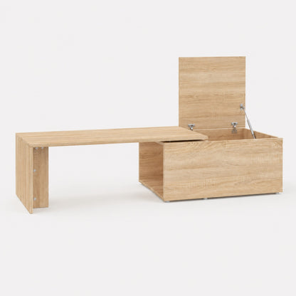 table basse en bois Linea ouverte chêne sonoma avec coffre de rangement pratique