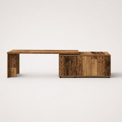 table basse en bois Linea finition vieux bois design rustique moderne avec rangement
