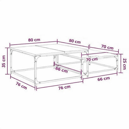 Dimensions table basse en bois gigogne, tabla basse gigogne industrielle avec mesures détaillées