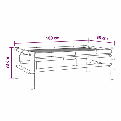 Dimensions table basse d'extérieur en bambou naturel, table basse de jardin rectangulaire