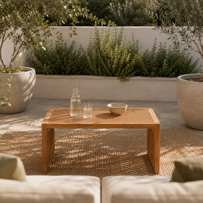 Table basse de jardin rectangulaire Kanoa en bois, parfaite comme table basse d’extérieure conviviale