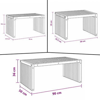 Dimensions de la table basse de jardin Kanoa en bois, table basse d’extérieure disponible en plusieurs tailles