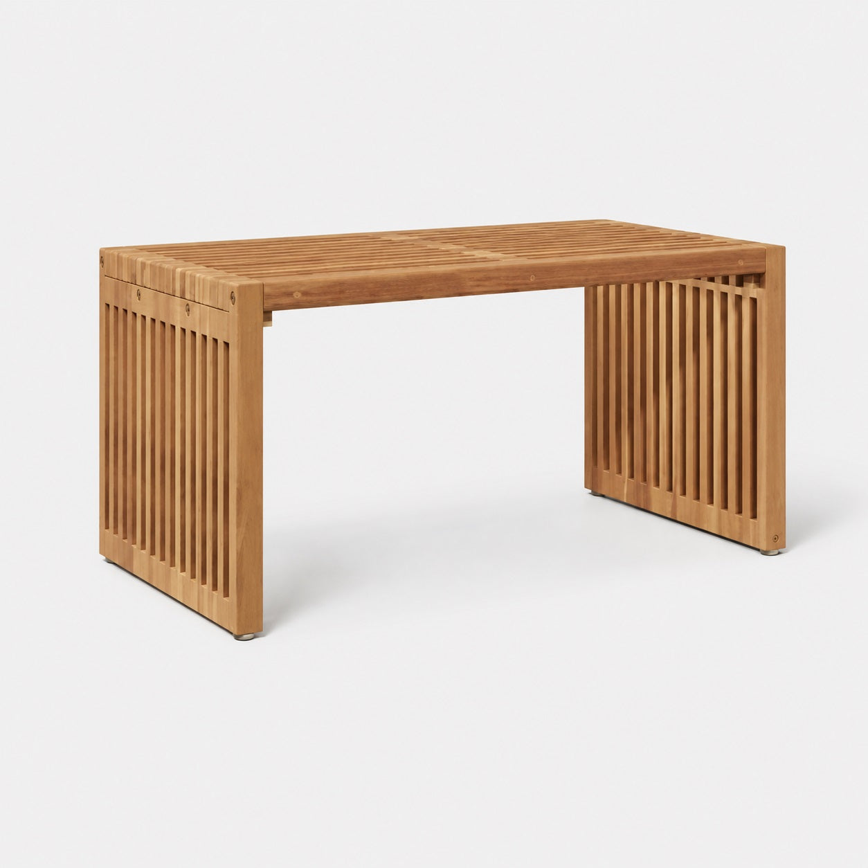 Table basse de jardin en bois Kanoa avec design à lattes, idéale comme table basse d’extérieure moderne