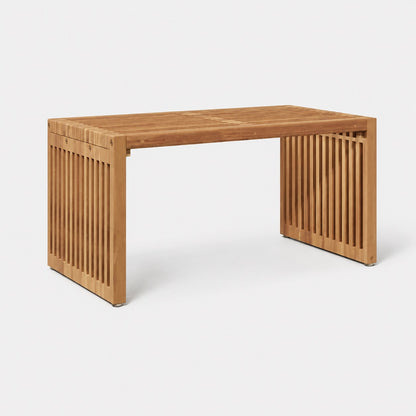 Table basse de jardin en bois Kanoa avec design à lattes, idéale comme table basse d’extérieure moderne