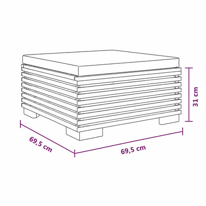 Schéma table basse de jardin avec coussin, table basse d’extérieure design et dimensions détaillées