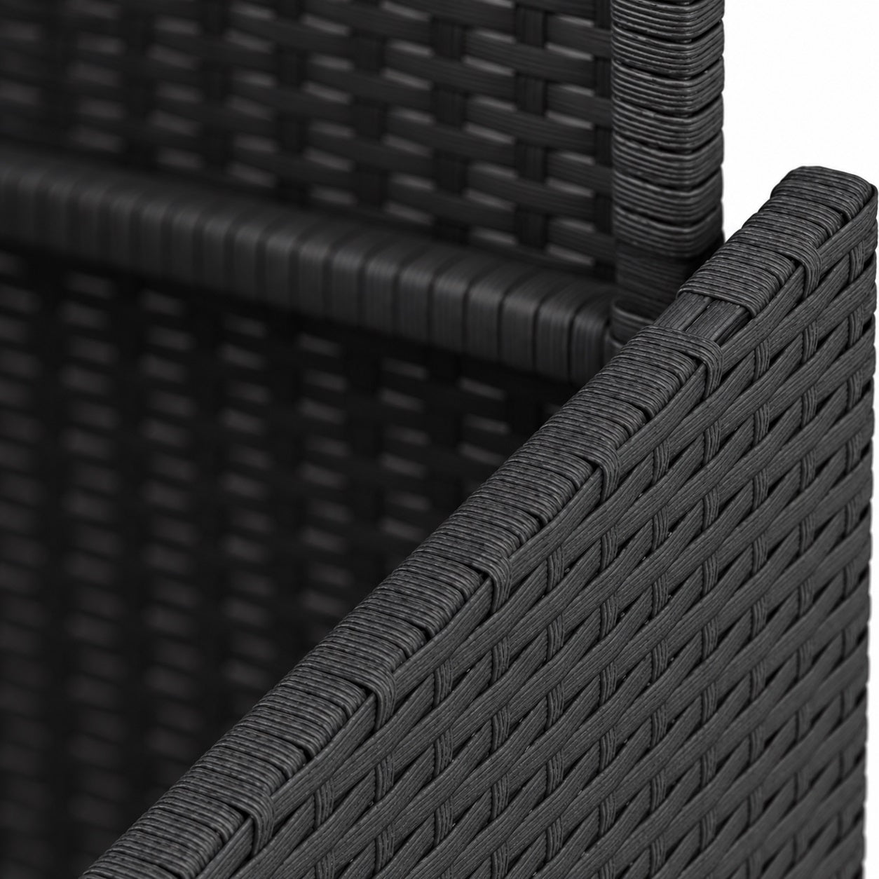 Détail résine tressée noire pour table basse d'extérieur moderne avec finition haut de gamme