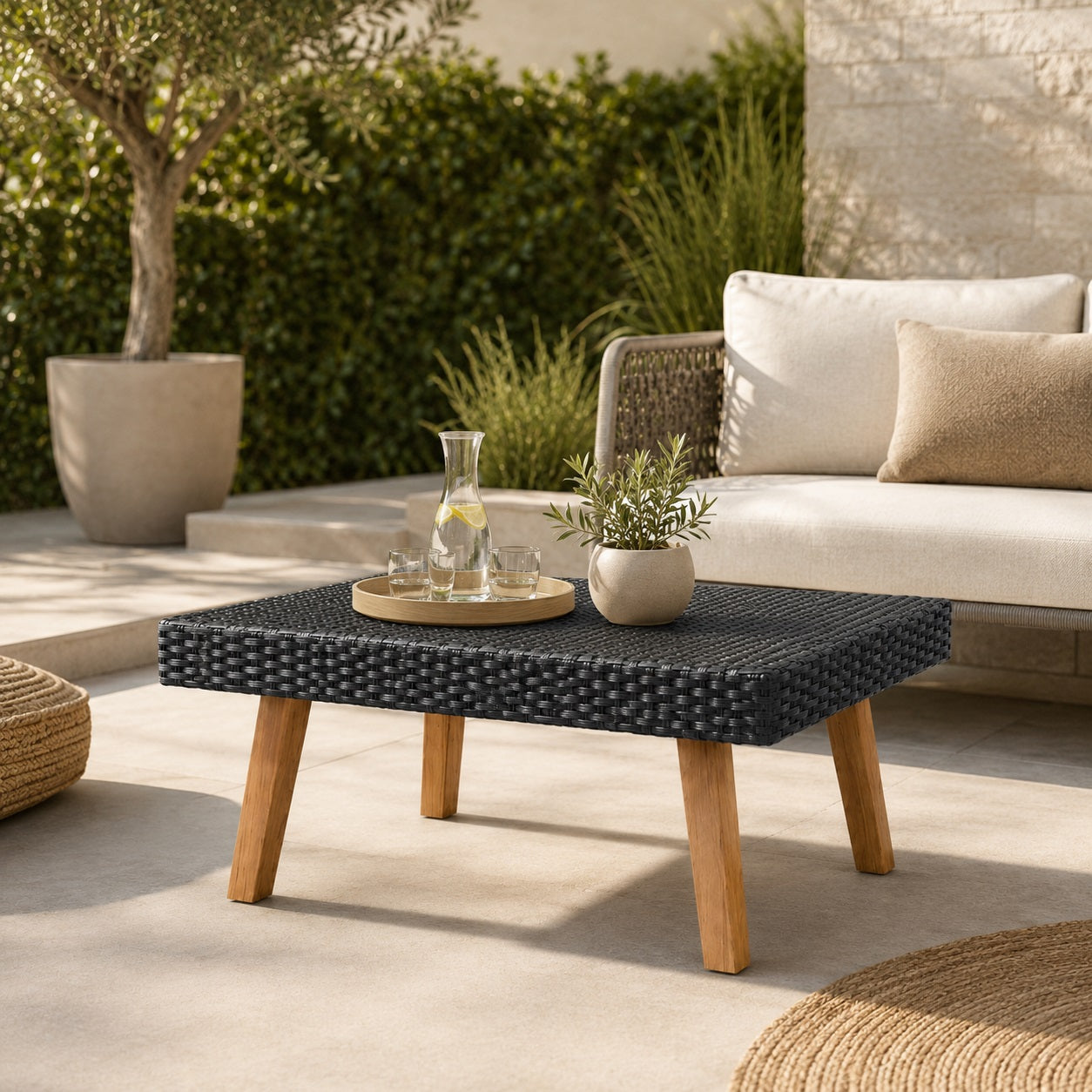 Table basse extérieure tressée - Oréa