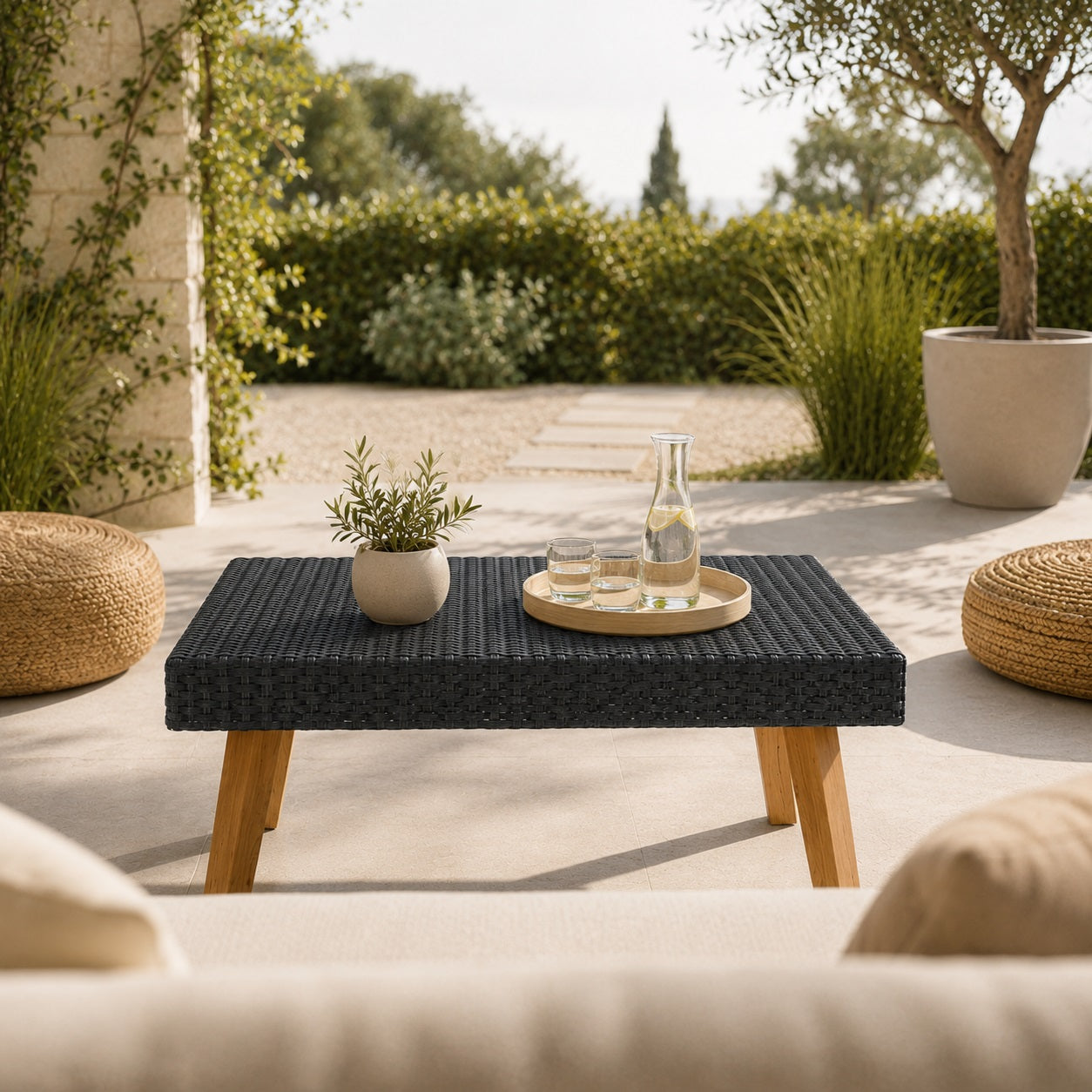 Table basse extérieure tressée - Oréa