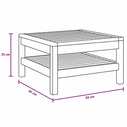 Dimensions table basse de jardin 65 x 65 x 35 cm, table basse d’extérieur en bois avec étagère basse.