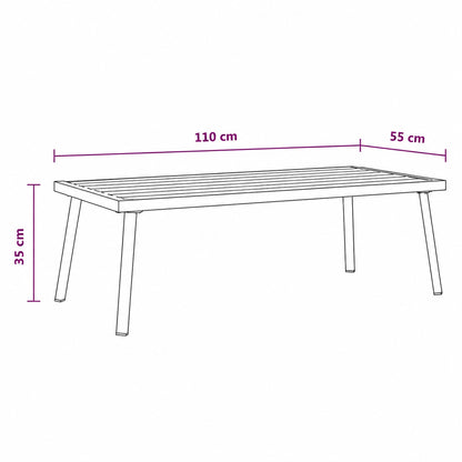 Dimensions de la table basse de jardin Veyron noire 110 x 55 x 35 cm pour terrasse et extérieur moderne