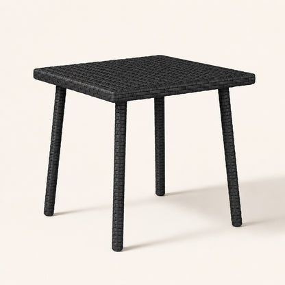 Table basse d’extérieur noire en résine tressée avec style moderne pour salon de jardin design