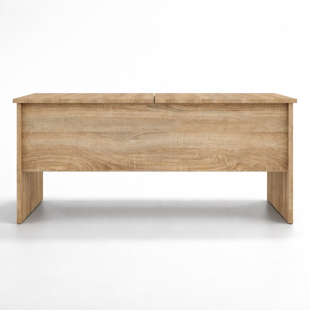 Table basse relevable en bois chêne sonoma fermée avec design minimaliste rectangulaire