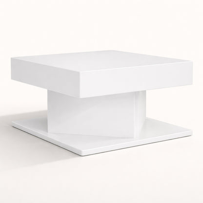 Table basse design blanche aux lignes épurées, idéale comme table basse de salon moderne et minimaliste.