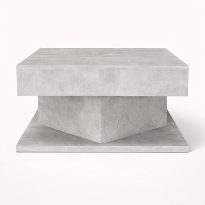 Table basse design grise aux lignes géométriques, parfaite pour une table basse de salon moderne.